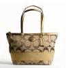 กระเป๋าสะพาย COACH SIGNATURE STRIPE KHAKI-GOLD TOTE 15112