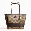 กระเป๋าสะพาย COACH SIGNATURE STRIPE BROWN NEW TOTE BAG 19046