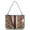 กระเป๋าสะพาย COACH HAMPTONS WEEKEND KHAKI MAHOGANY STRIPE HIPPIE 22418