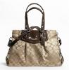 กระเป๋าสะพาย COACH ASHLEY SIGNATURE KHAKI OP ART SATCHEL 19244