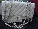 chanel classic jumbo white caviar with silver chain