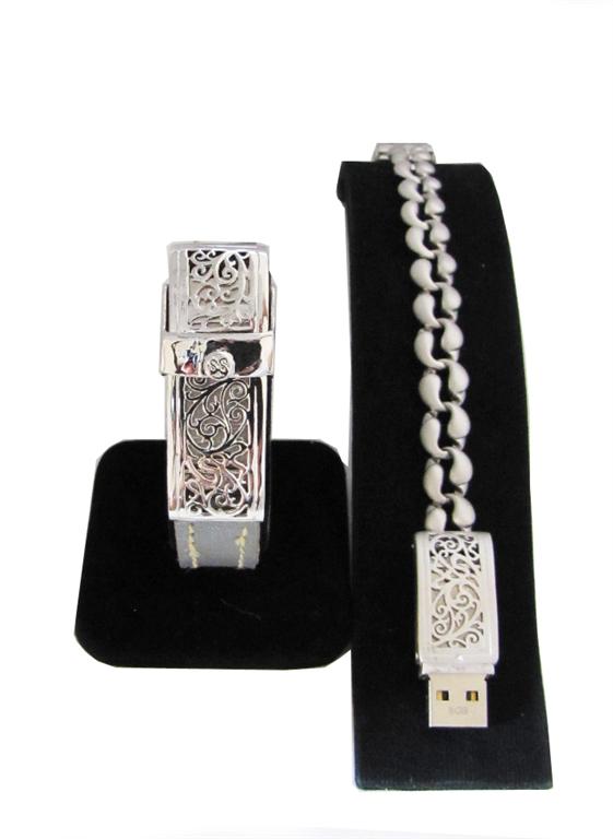 Bracelet White Gold Plated - USB Flash Drive 4GB - คลิกที่นี่เพื่อดูรูปภาพใหญ่
