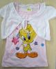 เสื้อยืดพร้อมเสื้อกั็ก 2 ชิ้น เสื้อเด็กผู้หญิงลายการ์ตูน Tweety สีชมพู สวยมาก เด็กผู้หญิงชอบ