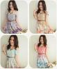 ชุดเดรสเปิดไหล่ ผ้าชีฟองลายดอกไม้ สวยหวาน ใส่ได้หลายโอกาส มี 3 สี