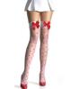 พร้อมส่ง  ถุงน่องสีขาวน่ารัก ลายจุดหัวใจ สีแดง ประดับโบว์ LYCRA WOVEN HEARTS STOCKINGS WITH SATIN BO