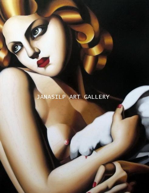 ภาพวาดสีน้ำมัน Tamara de Lempicka Woman With Dove ภาพวาดสีน้ำมัน Tamara de Lempicka Woman With Dove
