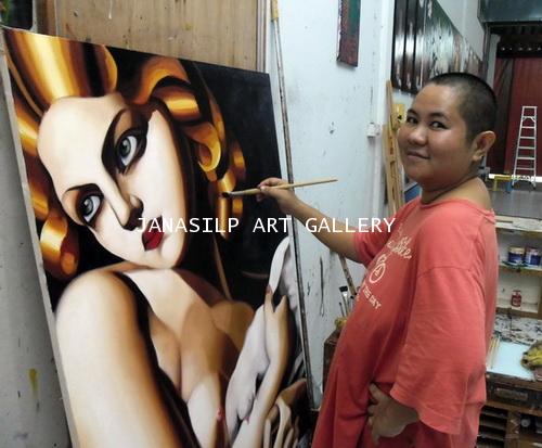 ภาพวาดสีน้ำมัน Tamara de Lempicka Woman With Dove ภาพวาดสีน้ำมัน Tamara de Lempicka Woman With Dove