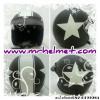 หมวกกันน็อค Star 3แป๊ก คลาสสิก สีน้ำตาลด้าน ลายดาวสีขาวมัน ไซร์ใหญ่พิเศษ