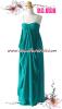no.00102 ชุดราตรียาว ผ้าชีฟองสีเขียว จับเดรฟช่วงอก