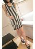 เดรสสั้น พร้อมส่ง แขนกุด ลายทาง ครีม-ดำ เหมาะสำหรับวันสบายๆ [MK-0764]