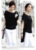 เสื้อถักไหมพรม พร้อมส่ง ผ้าไหมพรม ถักลาย จั๊มปลายเสื้อ มีแขนเก๋ๆ สีดำ [MK-0830]