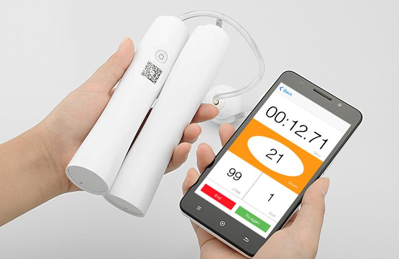 www.porkaa.com เชือกกระโดดไร้สาย ควบคุมด้วยสมาทโฟน ใช้ได้ทั้งระบบ iOS และ Android สีขาว