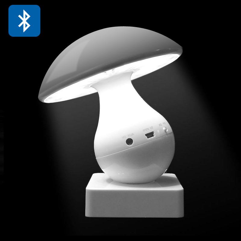 www.porkaa.com ลำโพง Bluetooth + เครื่องเล่น MP3 ทรงเห็ด พร้อมโคมไฟระบบสัมผัส สีขาว