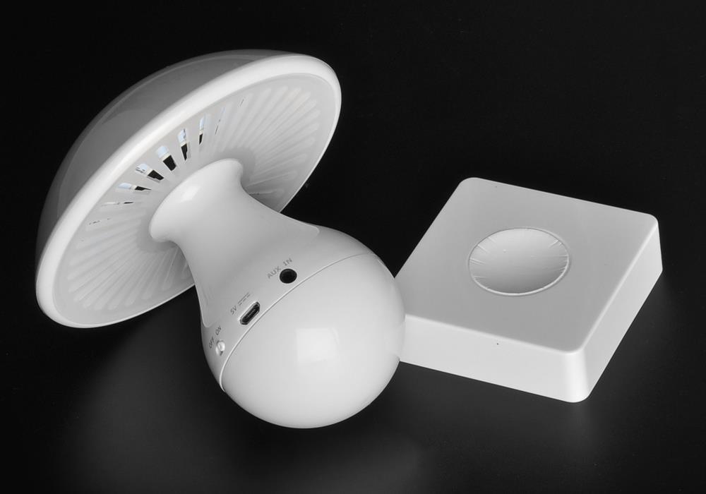 www.porkaa.com ลำโพง Bluetooth + เครื่องเล่น MP3 ทรงเห็ด พร้อมโคมไฟระบบสัมผัส สีขาว