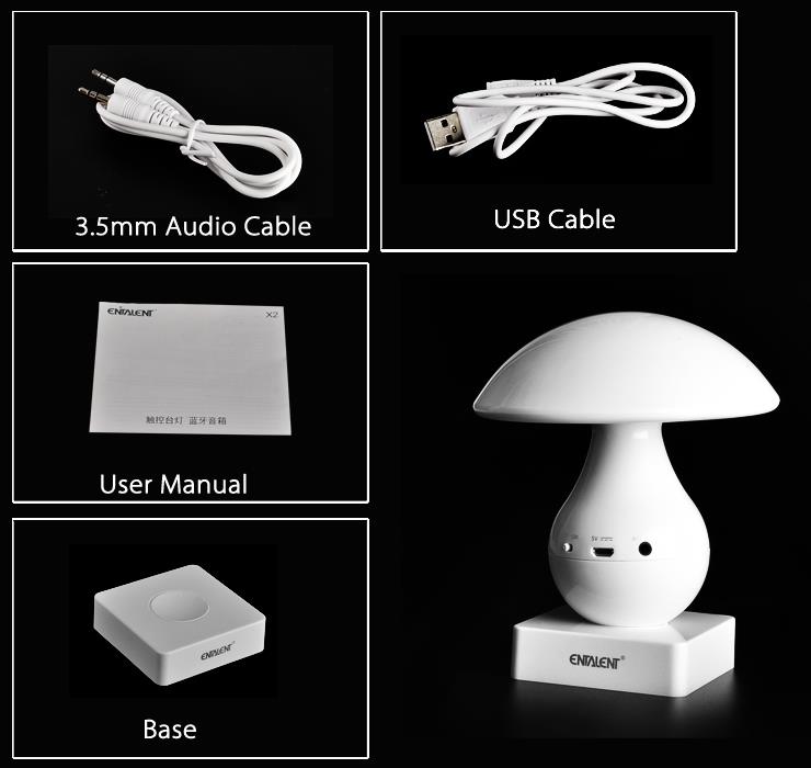 www.porkaa.com ลำโพง Bluetooth + เครื่องเล่น MP3 ทรงเห็ด พร้อมโคมไฟระบบสัมผัส สีขาว