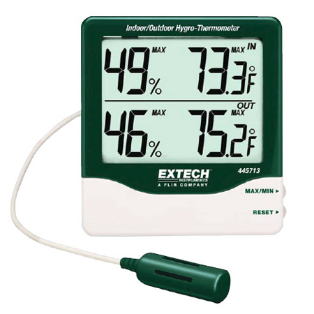 Extech 445713 เครื่องวัดอุณหภูมิความชื้น Big Digit Indoor/Outdoor Hygro-Thermometer - คลิกที่นี่เพื่อดูรูปภาพใหญ่