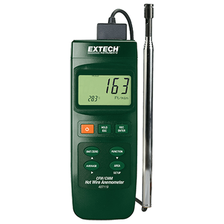 Extech 407119: Heavy Duty CFM Hot Wire Thermo-Anemometer - คลิกที่นี่เพื่อดูรูปภาพใหญ่