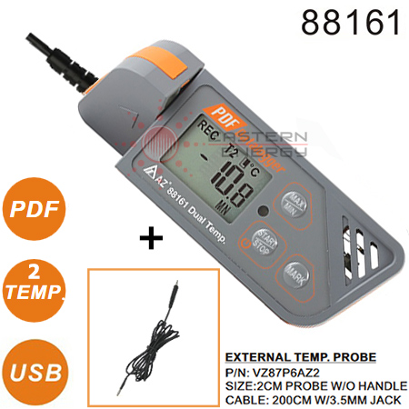 AZ Instrument 88161 Dual Temp. USB Datalogger w/PDF report w/External probe 2cm - คลิกที่นี่เพื่อดูรูปภาพใหญ่