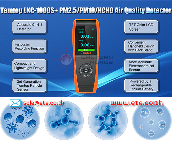 Temtop LKC-1000S+ เครื่องวัดฝุ่น PM2.5/PM10/HCHO/TVOC/AQI/อุณหภูมิ/ความชื้น - คลิกที่นี่เพื่อดูรูปภาพใหญ่