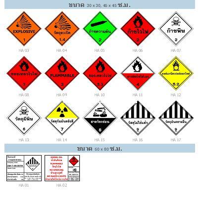 ป้ายขนส่งสารเคมีและวัตถุอันตราย (Hazardous Material Shipping Sign) - คลิกที่นี่เพื่อดูรูปภาพใหญ่