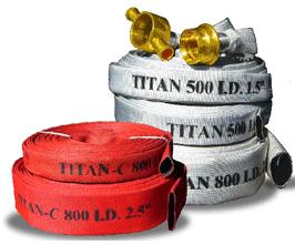 สายส่งน้ำดับเพลิงชนิดผ้าใบ Synthetic 100 ภายในเป็นยางสังเคราะห์ 300 psi ยี่ห้อ Titan มาตรฐาน FM - คลิกที่นี่เพื่อดูรูปภาพใหญ่