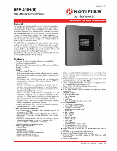 NOTIFIER SFP-2404UDE 4-Zone, Fire Alarm Control Panel,24VDC - คลิกที่นี่เพื่อดูรูปภาพใหญ่