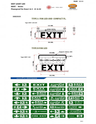 BGM Exit LIGHT LED 1x10W.,Flameproof for Zone1 & 2 - 21 & 22 Back-Up 3 hr.,รุ่น EEXT110A - คลิกที่นี่เพื่อดูรูปภาพใหญ่