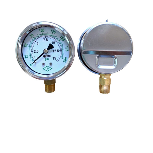 IK รุ่น 60-L-A Pressure Gauge Brass Bottom Range 0-15Kg&PSI NPT | 1/4" Size 2.5" (น้ำมัน) - คลิกที่นี่เพื่อดูรูปภาพใหญ่