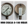 NUOVAFIMA รุ่น MN9 DS63A หน้าปัด2.5“ เกลียวทองเหลืองชุบ 1/4”NPT Range 0-100 MBar