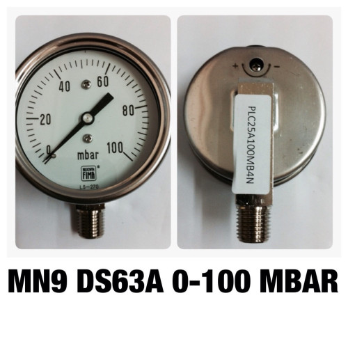 NUOVAFIMA รุ่น MN9 DS63A หน้าปัด2.5“ เกลียวทองเหลืองชุบ 1/4”NPT Range 0-100 MBar - คลิกที่นี่เพื่อดูรูปภาพใหญ่