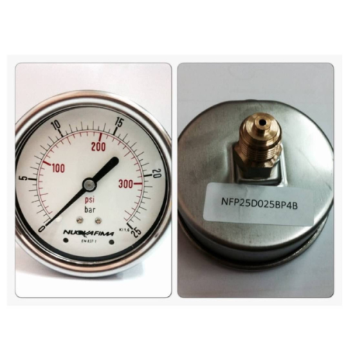 NUOVAFIMA รุ่น MGS10 DS63D 0-25 BAR ตัวเรือนเป็นสแตนเลส เกลียวทองเหลือง BSP ออกหลัง (นํ้ามัน) Size 1 - คลิกที่นี่เพื่อดูรูปภาพใหญ่